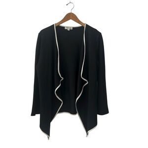 Eve & Maddie Black Open Front Cardigan with White Trim sz Large